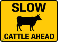 Slow Cattle Ahead Sign