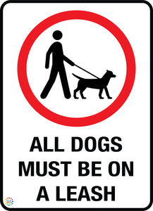 All Dogs Must Be On A Leash - Red Variant Sign