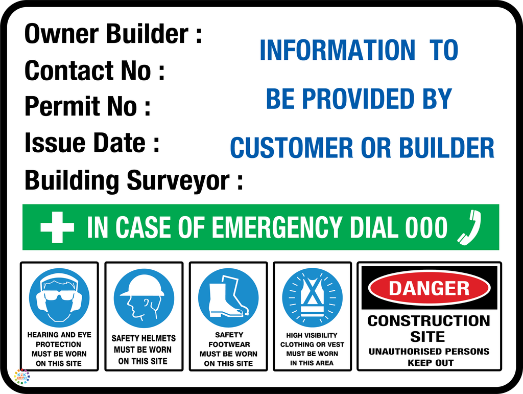 Owner Builder Construction Site Sign With Building Surveyor Sign | K2K ...