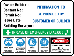 Owner Builder Construction Site Sign With Building Surveyor Sign