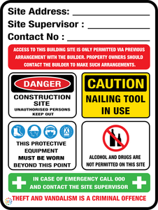 Builders Sign Example Construction Site Safety Signs | K2K Signs Australia