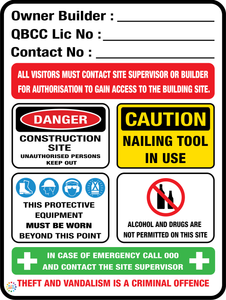 Queensland Owner Builder Construction Site Sign