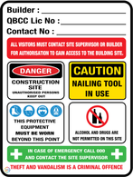 Queensland Builder Construction Site Sign With QBCC Licence Number