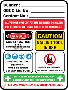 Queensland Builder Construction Site Sign With Qbcc Licence Number