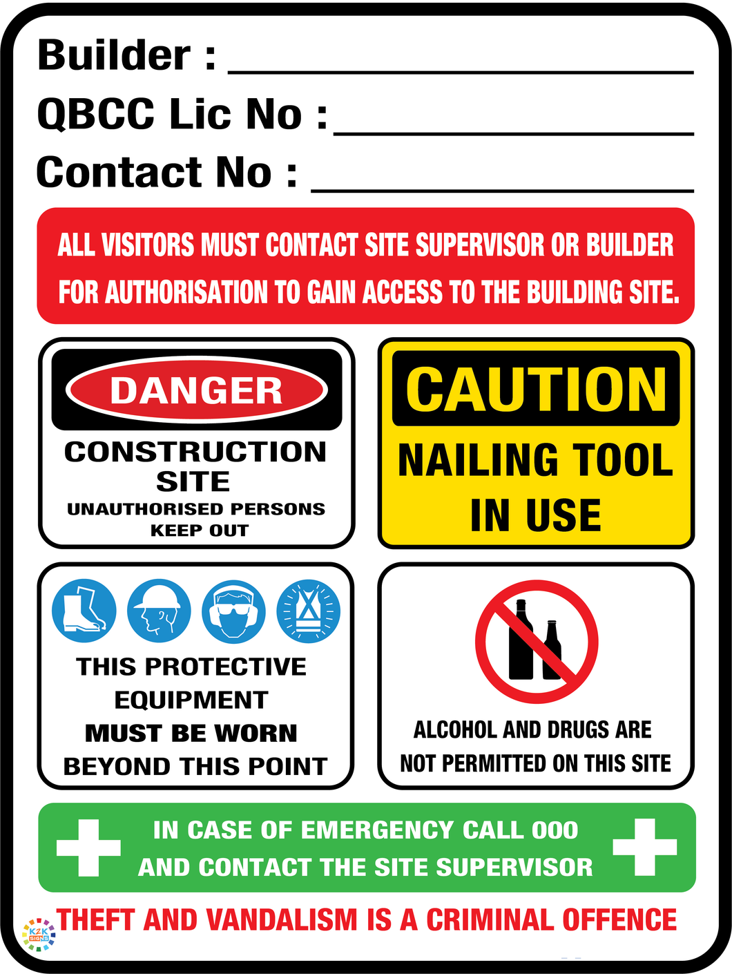 Queensland Builder Construction Site Sign With QBCC Licence Number ...