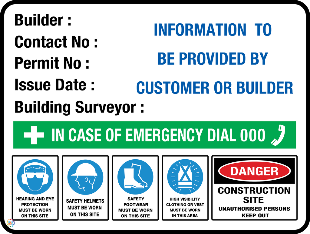 Builders Sign Example Construction Site Safety Signs | K2K Signs Australia