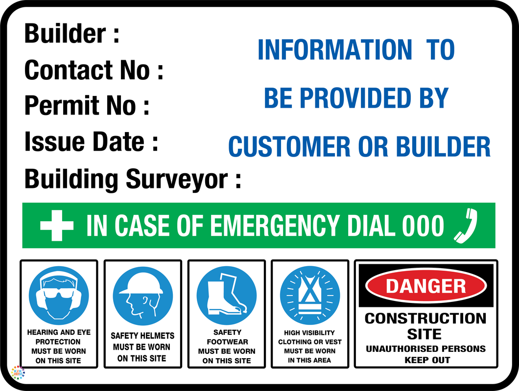 Builder Construction Site Sign With Building Surveyor Sign
