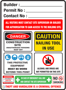 Building Site Construction Sign With CCTV & No Smoking Sign