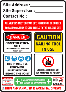 Construction Site Sign With Site Address & Supervisor