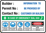 Builder Construction Site Sign With Permit Number Sign