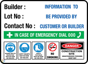 Qld Builder Sign Example Construction Site Safety Signs | K2K Signs Australia