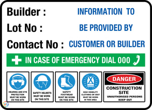 Builder Construction Site Sign With Lot Number Sign
