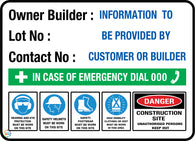 Owner Builder Site Sign With Lot Number
