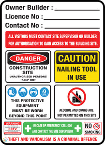 Owner Builder Construction Site Sign With Licence Number