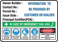 Owner Builder Construction Site Sign for NSW