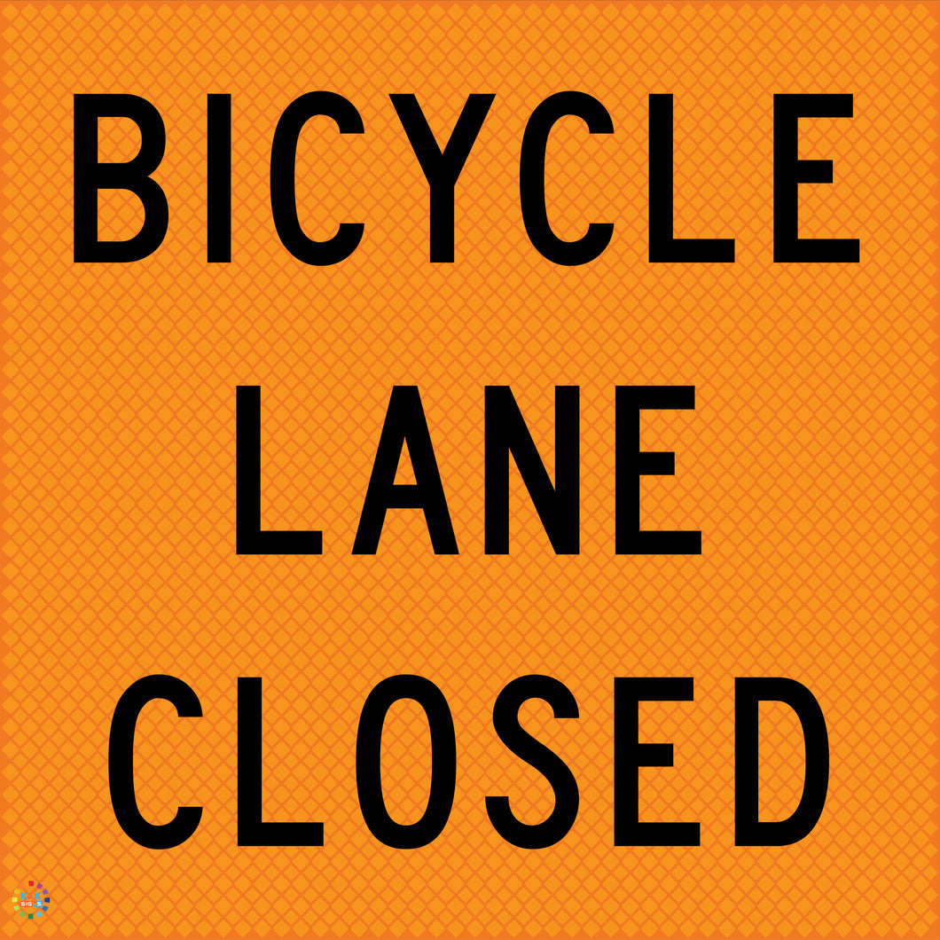 Bicycle Lane Closed - Multi Message Temporary Road Traffic Sign