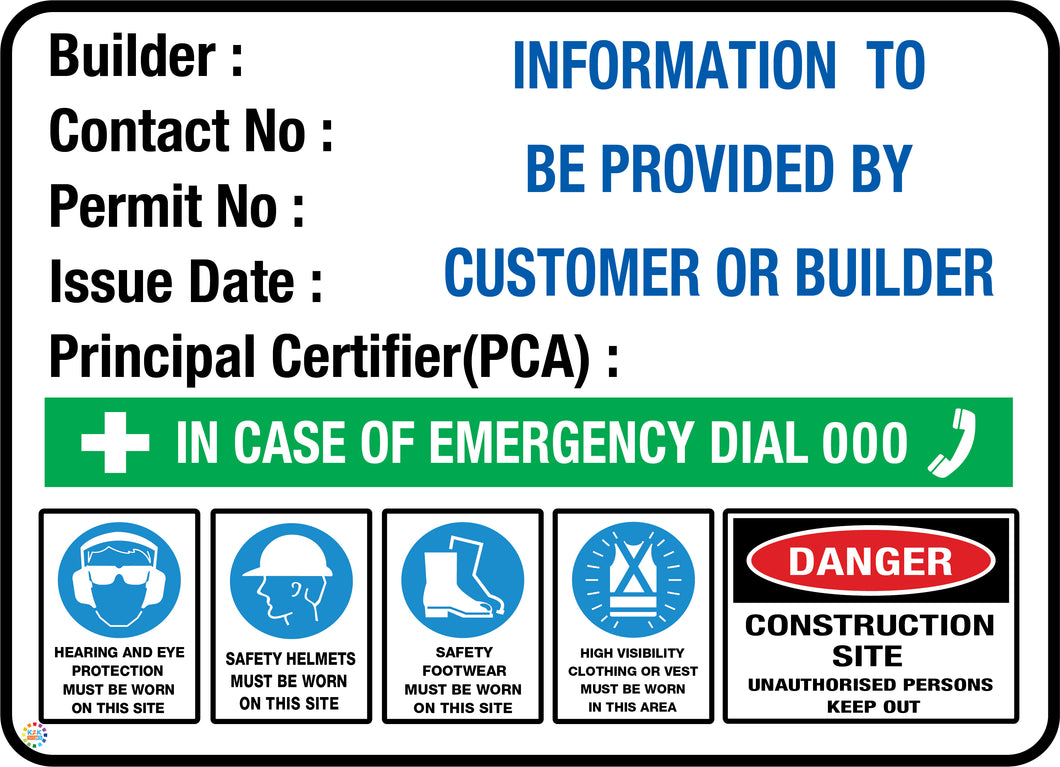 Builder Construction Site Sign for NSW Sign