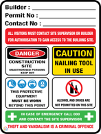 Building Site Construction Sign With Permit Number Sign