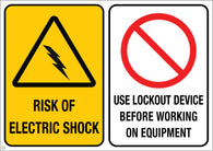 Risk Of Electric Shock - Use Lockout Device Before Working On Equipment