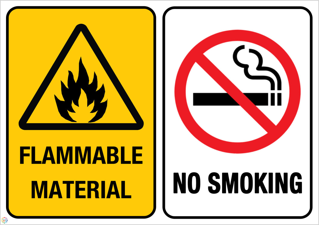 Flammable Material - No Smoking Sign