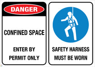 Confined Space & Safety Harness Sign