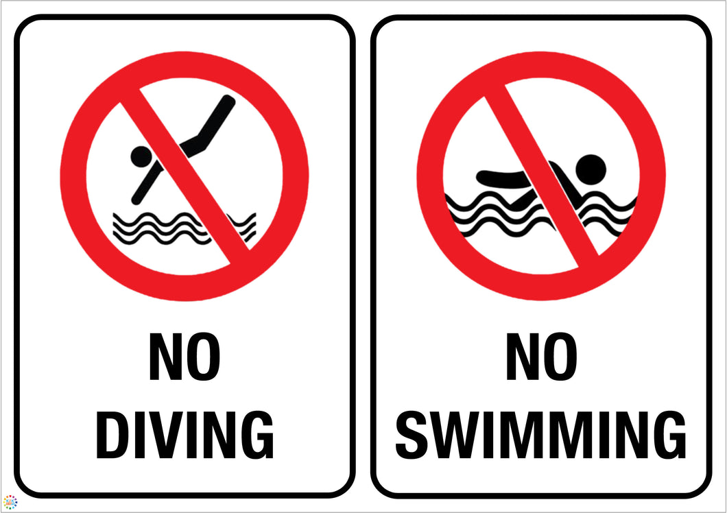 No Diving - No Swimming Signs