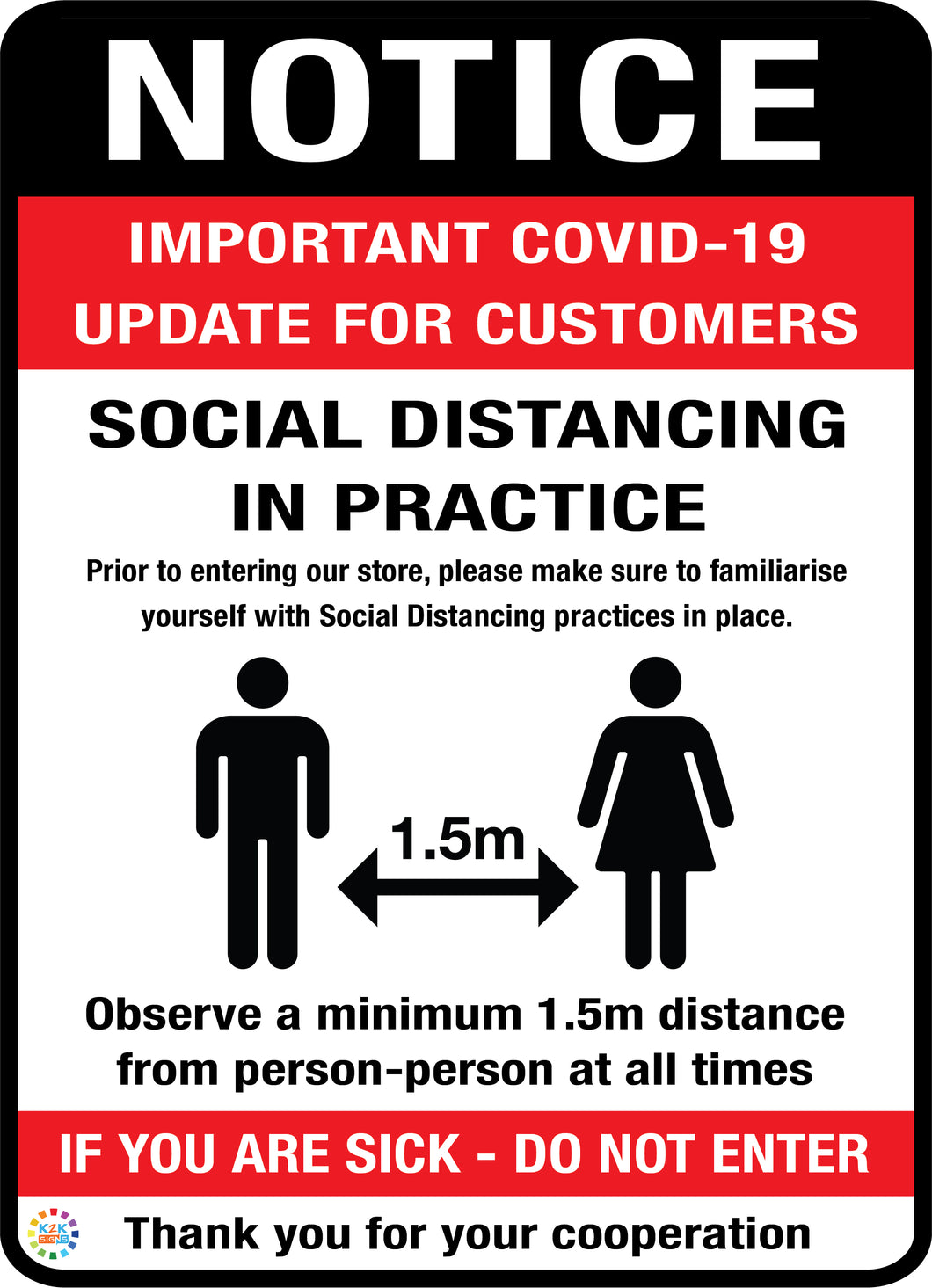 Notice <br/>Social Distancing In Practice