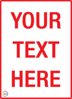 Custom Text Sign<br/>  White Background /<br/> Red Text