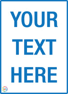 Custom Text Sign White Background / Blue Text
