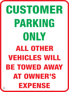 Customer Parking Only Sign