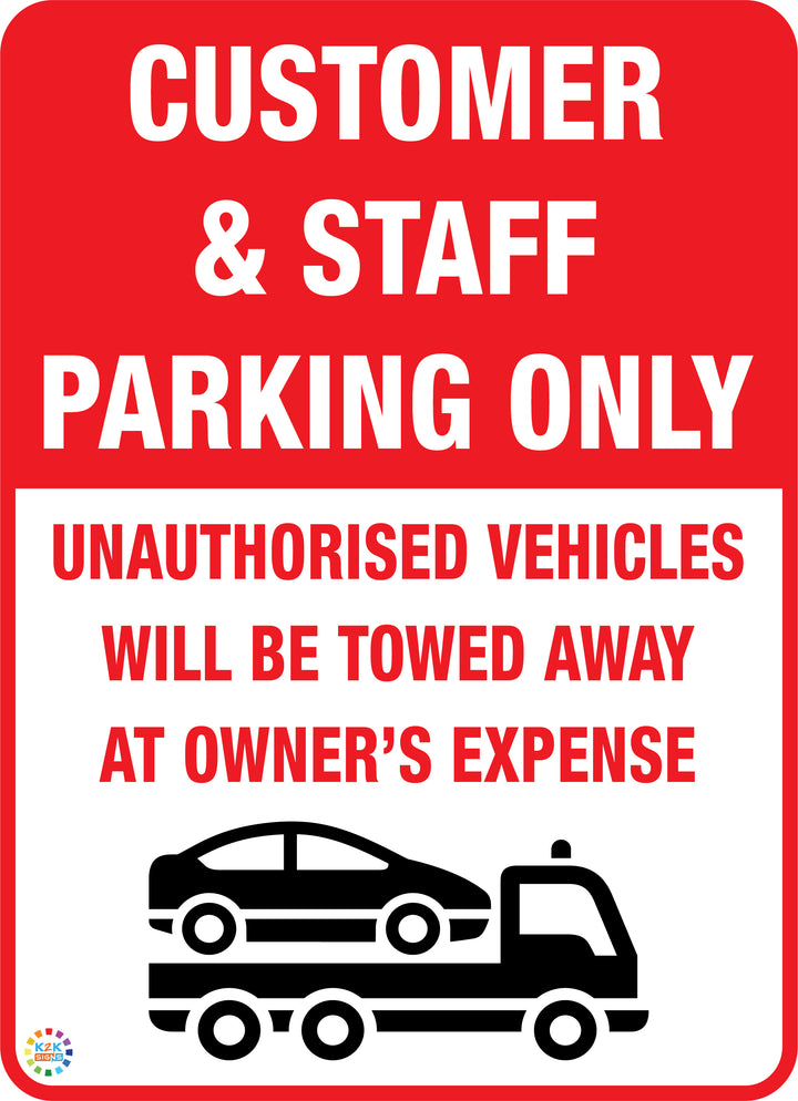 Customer & Staff Parking Only Sign