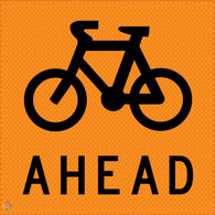 Cyclist Ahead - Multi Message Temporary Road Traffic Sign
