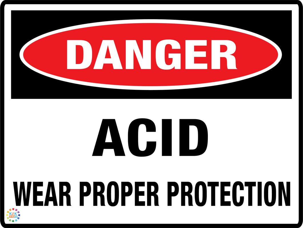Danger Acid Area Wear Proper Protection
