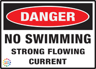 Danger<br/>No Swimming<br/> Strong Flowing Cureent