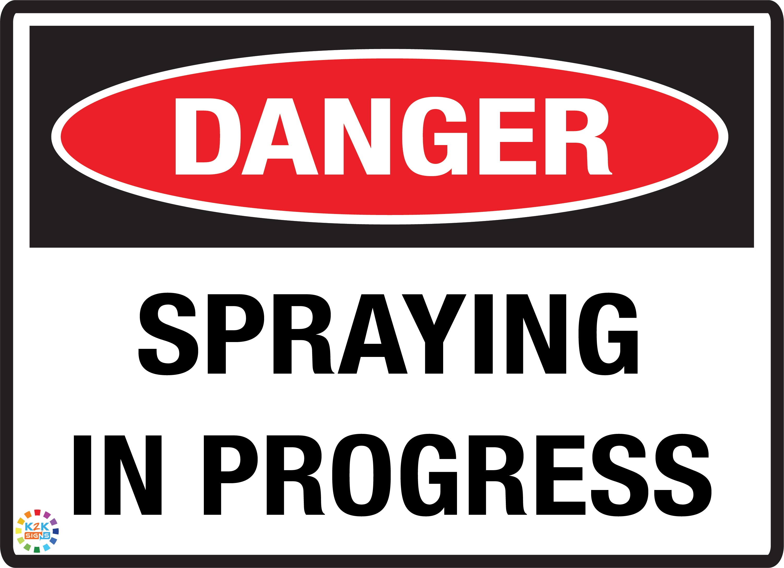 VSafety Garagenschild „Danger Spraying In Progress“ – 400 X 300 Mm, 1 Mm Kunststoff, Schwarz/blau/gelb
