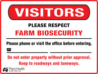 Visitors Please Respect<br/> Farm Biosecurity