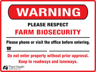 Warning Please Respect Farm Biosecurity