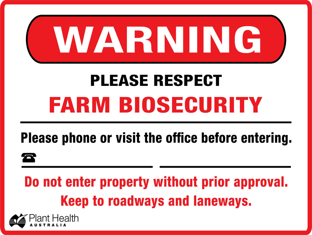 Warning Please Respect Farm Biosecurity