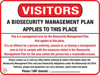 Visitors A Biosecurity Management Plan Applies To This Place