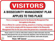 Visitors A Biosecurity<br/> Management Plan<br/> Applies To This Place