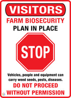 Visitors - Farm Biosecurity Plan in Place Sign