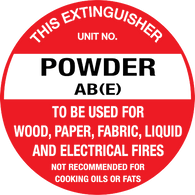 Fire Extinguisher ID Marker<br/> Powder AB(E)