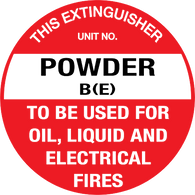 Fire Extinguisher ID Marker<br/> Powder B(E)