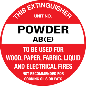 Fire Extinguisher ID Marker Powder AB(E) Sign