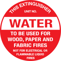 Fire Extinguisher ID Marker Water Sign