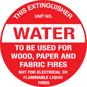 Fire Extinguisher ID Marker Water Sign