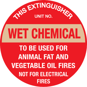 Fire Extinguisher ID Marker Wet Chemical Sign