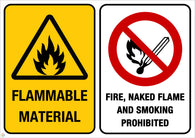 Flammable Material - Fire, Naked Flame And Smoking Prohibited Sign