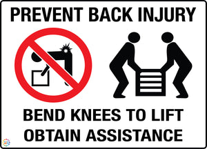 Prevent Back Injury Sign