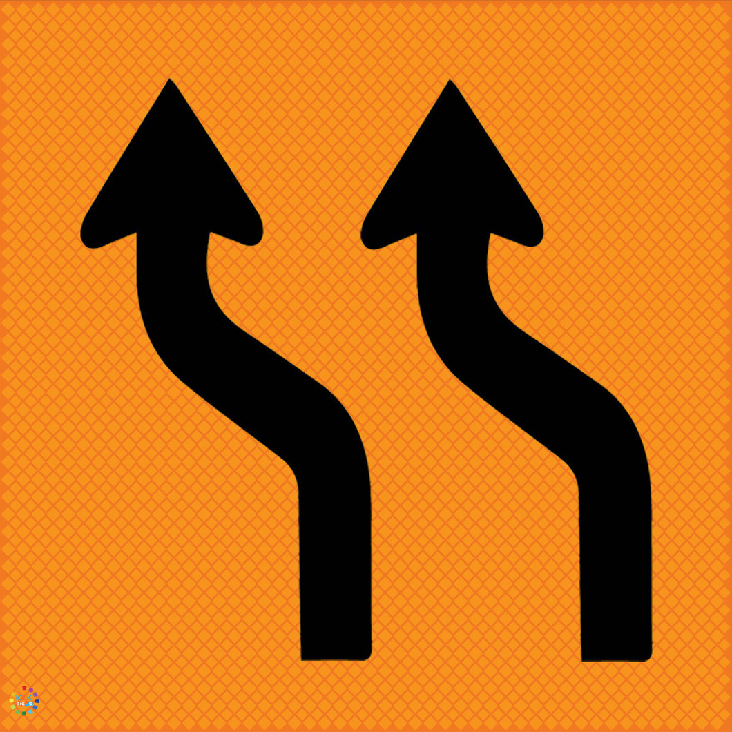 Lane Status Both Lanes Left Deviation - Multi Message Temporary Road Traffic Sign